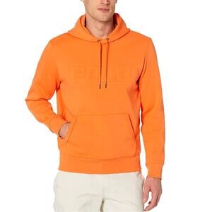 POLO RALPH LAUREN Mens Logo-Embossed Double-Knit Hoodie Orange Size Small NWT